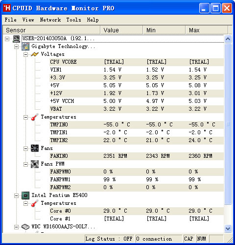 HWMonitor Pro(实时监测CPU) 1.19 英文绿色版
