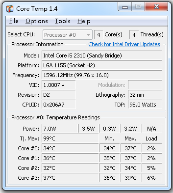 Core Temp(CPU数字温度传感器) V1.4.1.5 绿色版