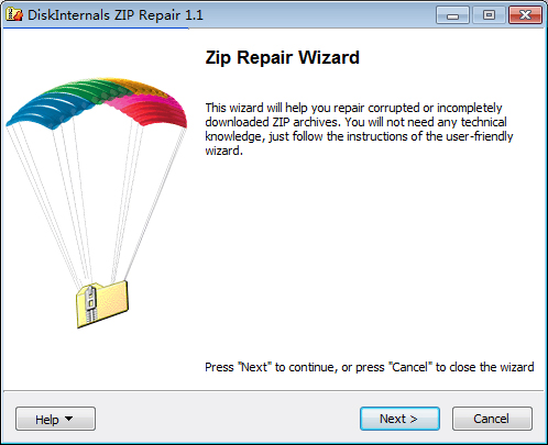 ZIP损坏文件修复工具(DiskInternals ZIP Repair) V1.1