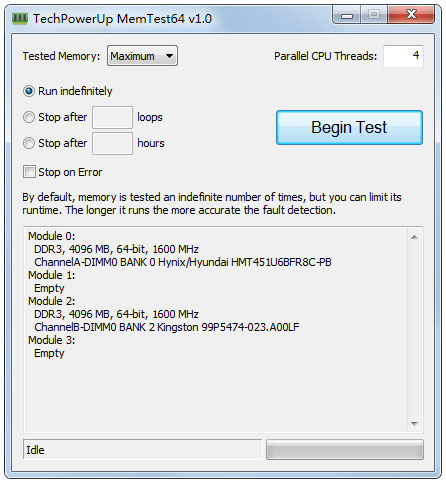 TechPowerUp MemTest64(内存测试软件) V1.0 绿色版