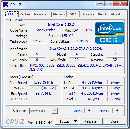 Cpu-Z(CPU检测软件) V1.85 英文绿色版