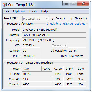 CoreTemp(CPU温度检测软件) 64位 V1.12.1 绿色版