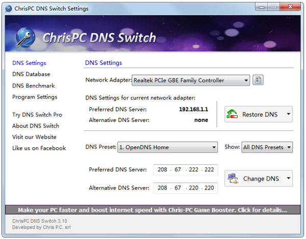 ChrisPC DNS Switch(系统辅助工具) V3.20
