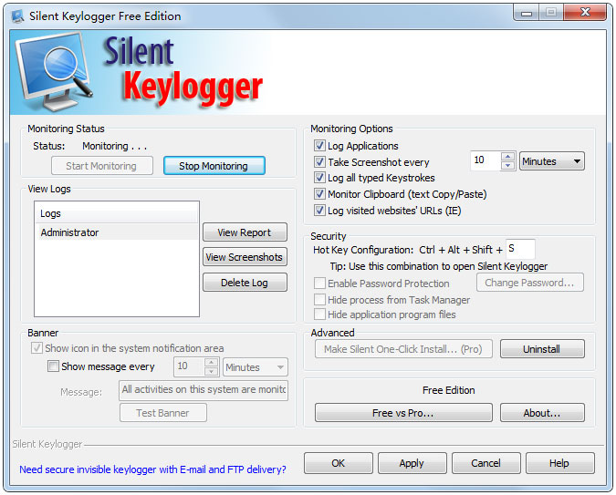 Silent Keylogger(静音键盘记录工具) V1.33