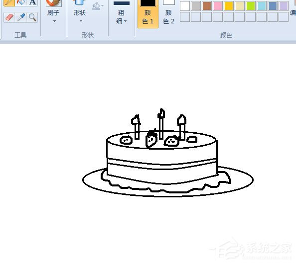 画图工具怎么手绘一款简笔画蛋糕？画图工具手绘简笔画蛋糕的方法