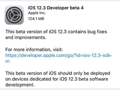 苹果发布iOS 12.3 Beta 4开发者预览版/公测版更新