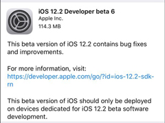 苹果推送iOS 12.2 beta 6开发者预览版更新