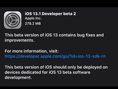 苹果推送iOS 13.1/iPadOS 13.1 Beta 2开发者预览版更新