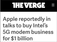 斥资10亿美元！传苹果计划收购Intel 5G基带业务