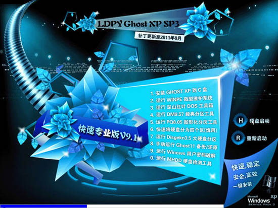 《LDPY GhostXP_SP3 快速专业版 V9.1》（DVD版）NTFS 零度飘逸